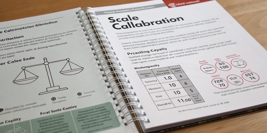 A user manual for a scale open to the calibration section