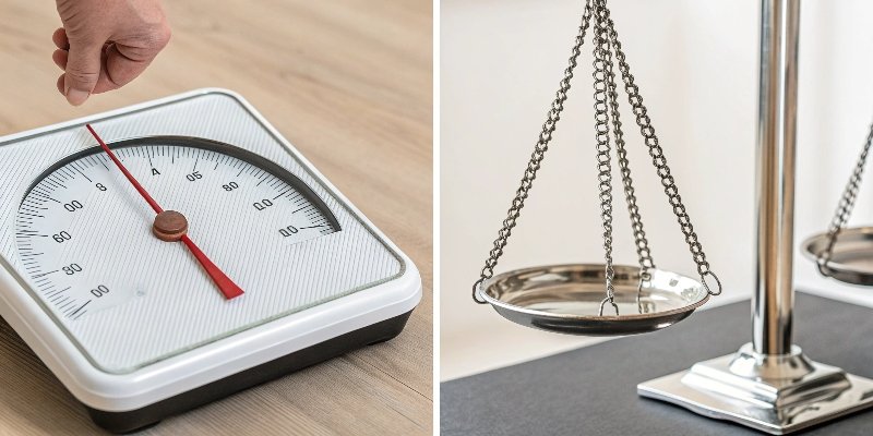 A split image showing a scale error versus a correct reading