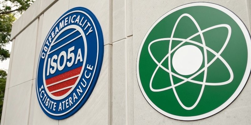 A side-by-side comparison of the NIST logo and the ISO 17025 accreditation symbol