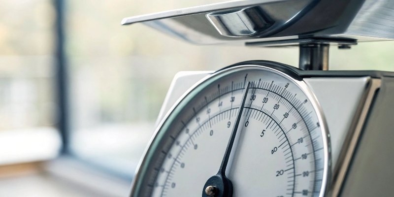 Close-up of a digital scale display showing a precise measurement