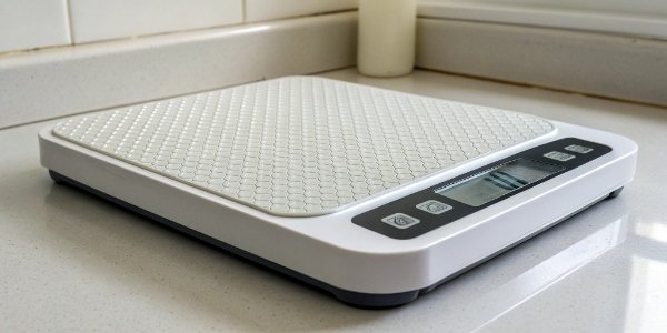 A digital scale showing fluctuating numbers on its display.