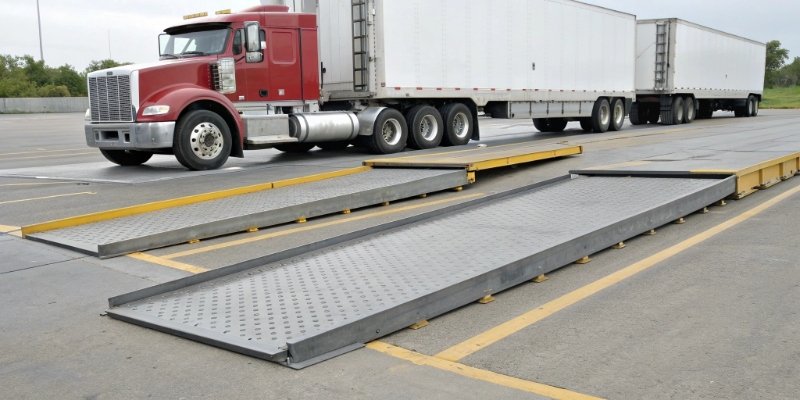 Weighbridge vs. Axle Scale A weighbridge and portable axle scales side-by-side for comparison