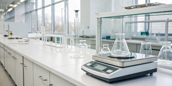 High-Accuracy Laboratory Scale An analytical balance in a clean laboratory setting