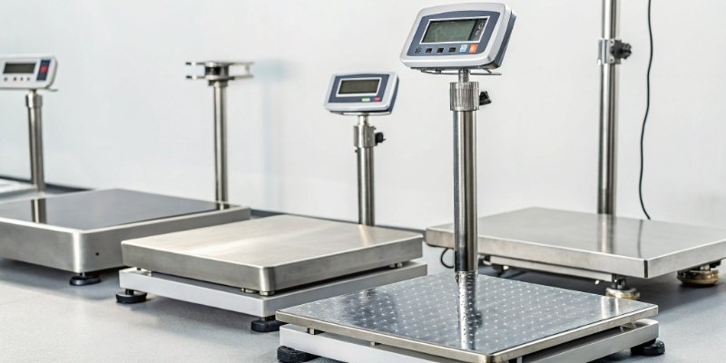 Industrial Scales with Different Readability Levels An array of industrial scales with different levels of readability on their displays