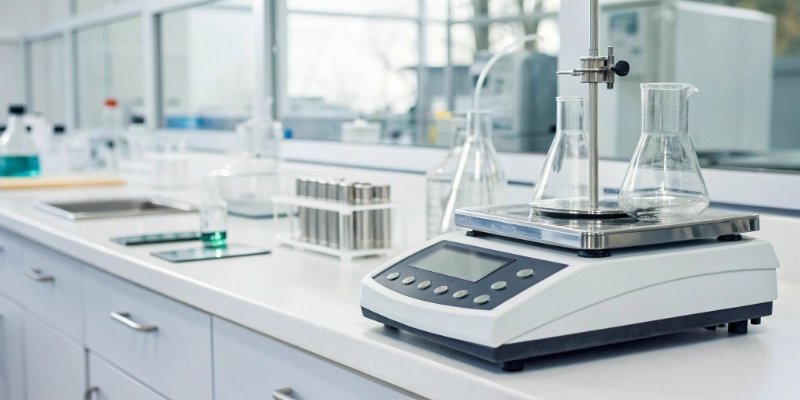 High-Accuracy Electronic Balance A high-accuracy analytical balance in a lab setting