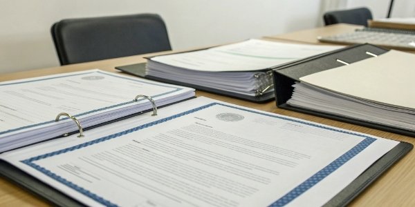 ISO 9001 documents and a certificate of conformity