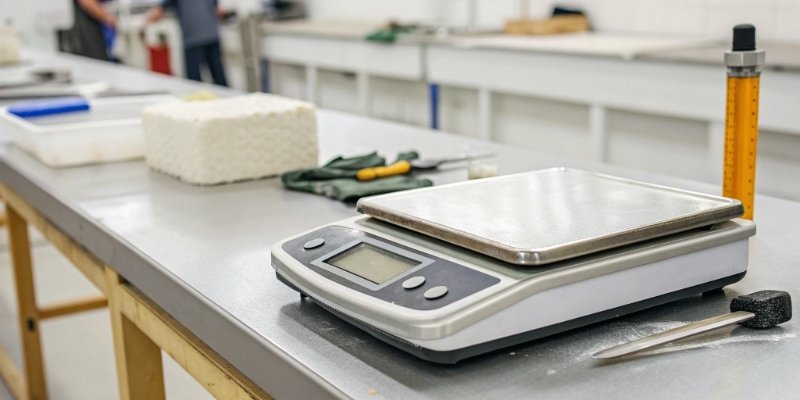 Digital Scale Maintenance and Care A well-maintained digital scale on a clean workbench