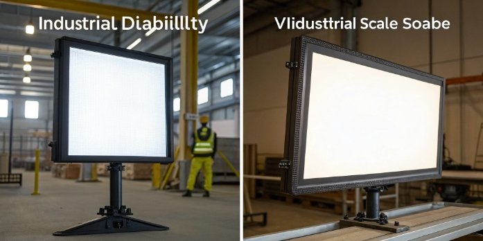 Readability Comparison A clear, brightly lit industrial scale display next to a dim, hard-to-read one.