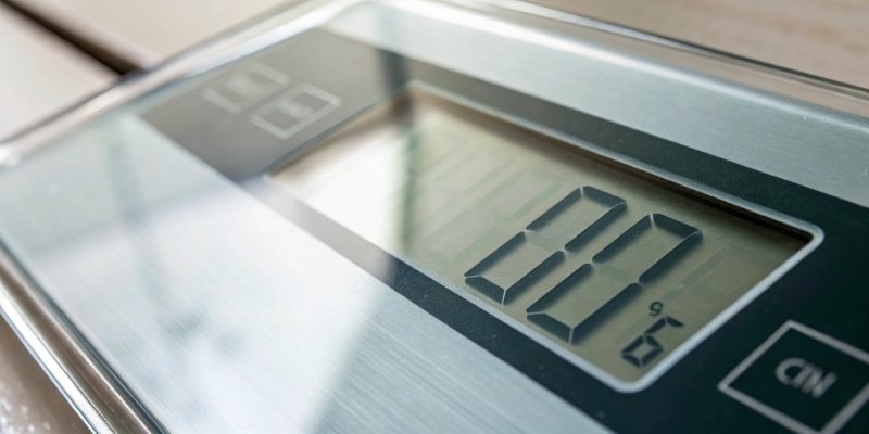 Scale Digital Display Resolution A close-up view of a digital scale's display showing numbers, illustrating the concept of resolution.