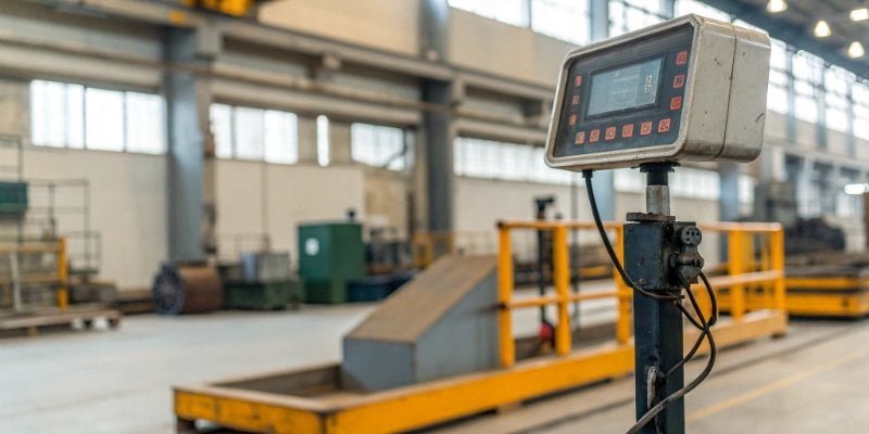 An industrial scale showing an unstable reading due to scale binding