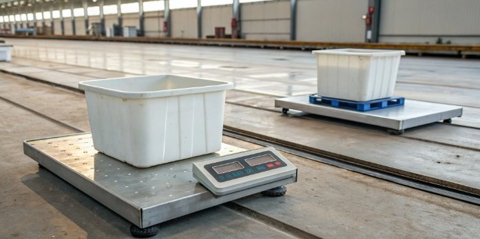 Difference Between Tare and Zero on an Industrial Scale An industrial scale showing zero versus a scale with a container being tared