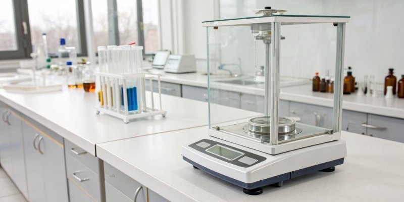 High-Precision Balance for Accurate Measurements A high-precision analytical balance in a lab setting