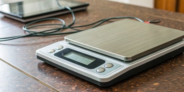 Digital Scale Measurement Process A flowchart illustrating the process from placing weight on a scale to the digital display readout.