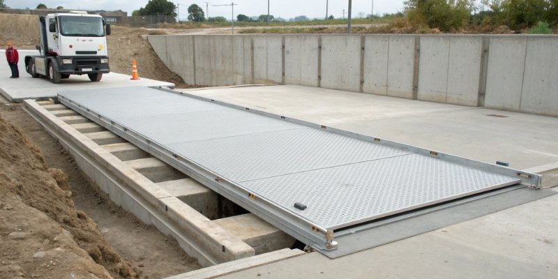 Pit Type Weighbridge Installation A pit-type weighbridge installed flush with the ground