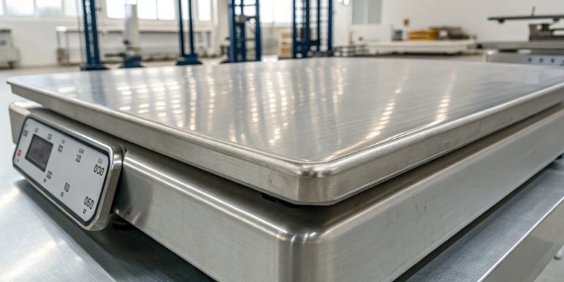 IP68 Rating on Industrial Scale A close-up of an IP68 rating etched onto the stainless steel casing of an industrial scale