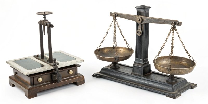 Types of Industrial Scales A side-by-side comparison of a mechanical and an electronic industrial scale