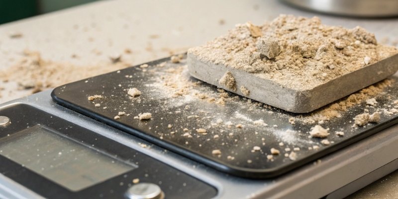 Buildup Affecting Scale Accuracy Close-up of dust and debris on a digital scale's mechanism