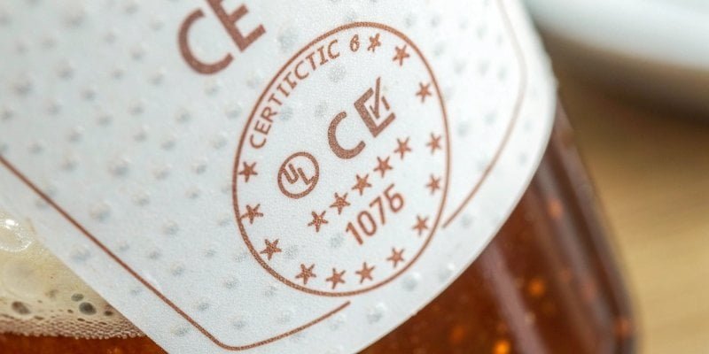 Incorrect CE Mark A close-up of a product with an incorrectly applied CE mark.