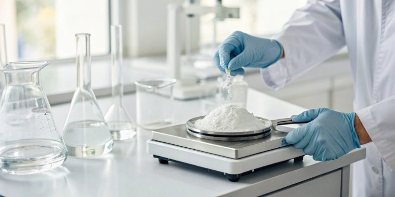 Applications of High-Precision Balances A lab technician carefully weighing powder on a high precision balance