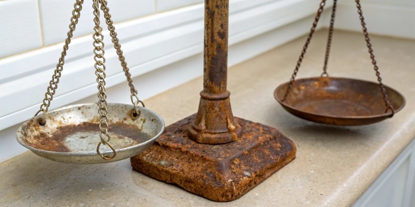 Effects of Scale Maintenance A split image showing a clean scale versus a rusty, neglected scale