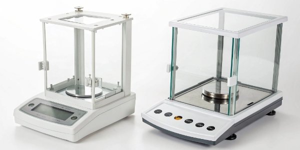 Analytical Balance vs Precision Balance Side-by-side comparison of an analytical and a precision balance