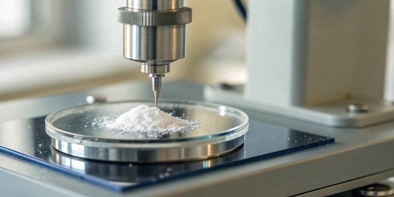 Ultra-Microbalance Accuracy Close-up of a microbalance weighing a small powder sample