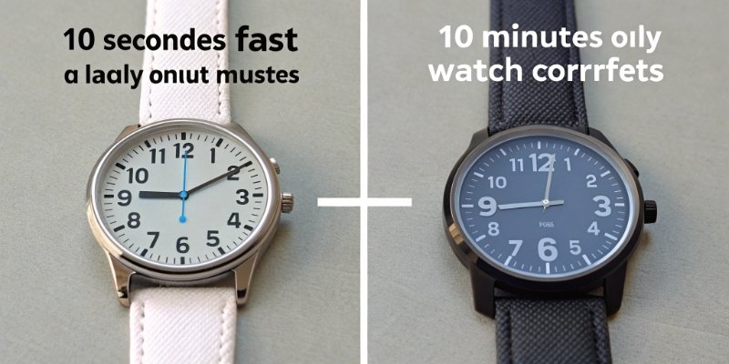 Analogy for Scale Readability and Accuracy An infographic comparing a digital watch that shows seconds but is 10 minutes fast (high readability, low accuracy) to an analog watch that only shows minutes but is correct (lower readability, high accuracy).