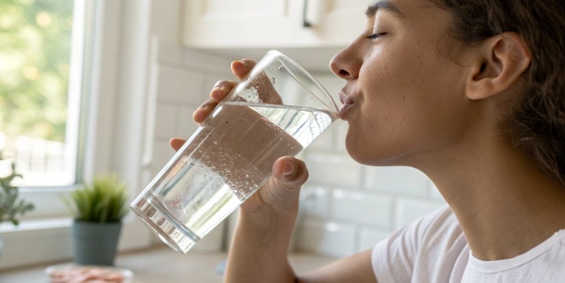How Water Affects Your Weight A person drinking a large glass of water