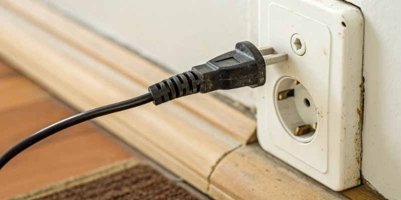 Checking Scale Power Connection Close-up of a scale's power cord and outlet