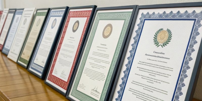 Types of CoC Certificates An array of different Certificates of Conformity for various regions.