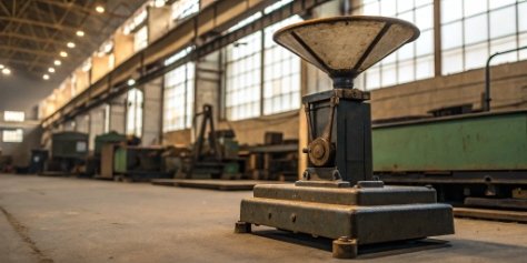Durable Industrial Scale An old but well-maintained industrial scale in a factory setting