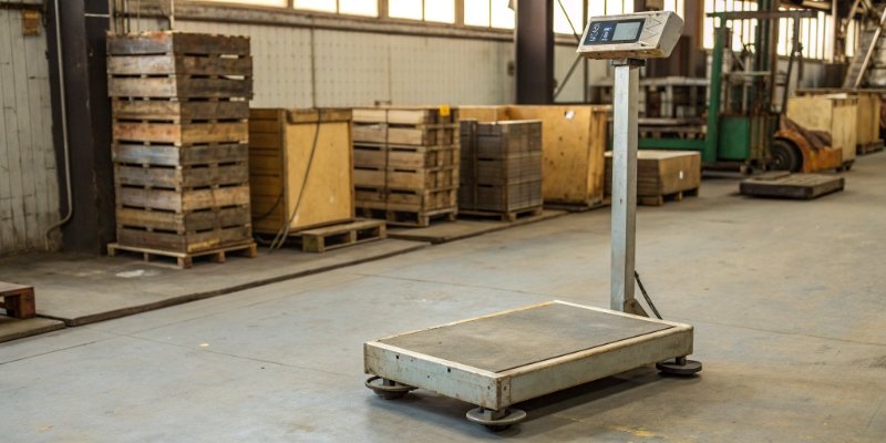 Lifespan of a digital scale An old but functional weighing scale in a warehouse