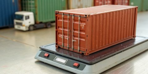 Overweight Shipping Container Two identical shipping containers, one with a "heavy" warning sticker