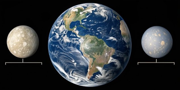 Illustration of Earth with varying gravity levels affecting a scale's reading but not a balance's