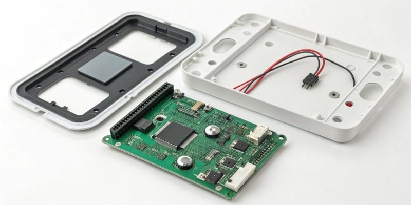An exploded view diagram showing the internal components of a digital scale.