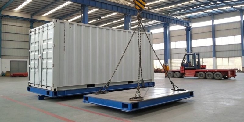 Platform Scales and Crane Scales for Heavy-Duty Weighing A large platform scale in a warehouse and a crane scale lifting a container