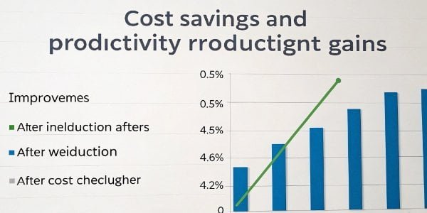 A graph showing cost savings and productivity gains after installing a checkweigher