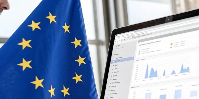 Checking a CE Certificate with NANDO Database The blue CE mark logo is shown prominently next to a screenshot of the European Commission's NANDO database.