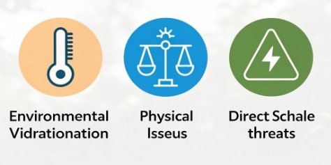 Factors Affecting Digital Scale Accuracy An infographic showing icons for temperature, vibration, and water affecting a digital scale.