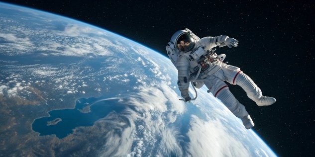 Understanding Mass as a Constant An astronaut floating in space next to a planet Earth