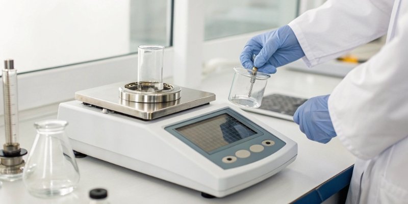 High Precision and Sensitivity in Balances A close-up of a microbalance display showing a tiny measurement