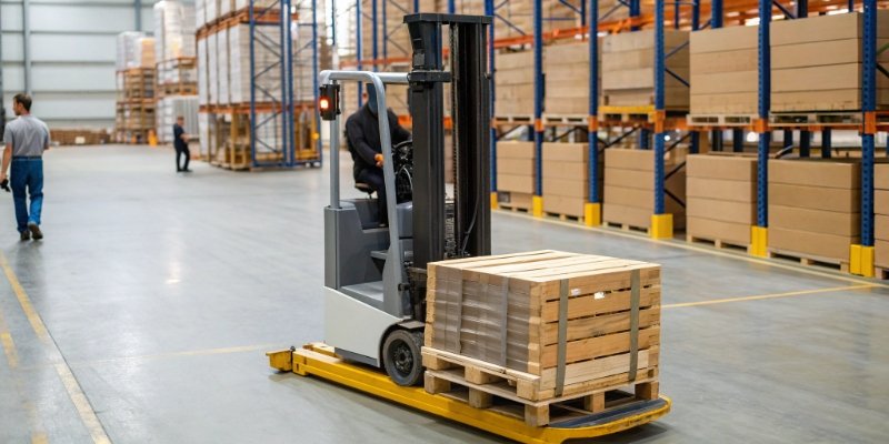 Industrial Scale Applications in Logistics A forklift scale weighing a pallet in a busy warehouse