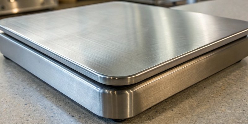 Stainless Steel Scale Construction Close-up of a stainless steel scale with welded seams