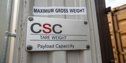 Container Safety Convention Plate A close-up of a CSC plate on a shipping container door