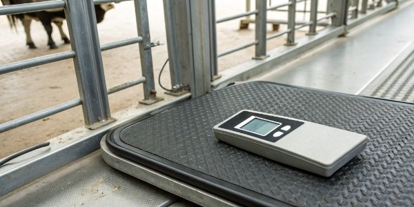 Key Features of a Sheep Scale A close-up of a digital scale indicator showing the Animal Weighing Mode icon