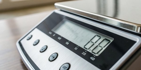 Determining Required Weighing Precision A close-up shot of a scale's display showing a precise measurement to several decimal places