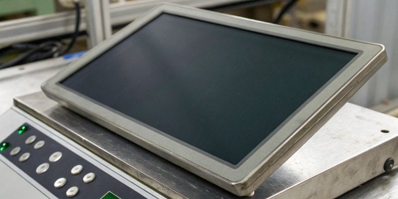 Blank Weighing Scale Display A close-up of a blank LCD screen on an industrial scale
