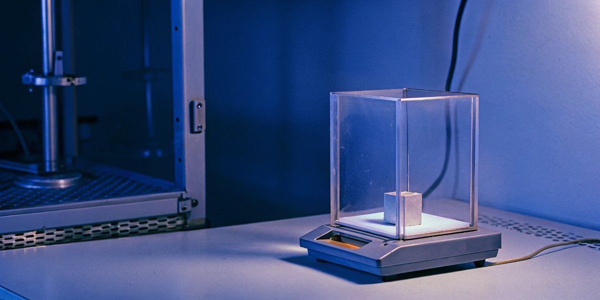 Factors Affecting Scale Accuracy A lab setting showing a precision scale with a draft shield, on a level surface, away from vents.