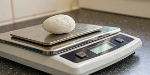 An object placed perfectly in the center of a scale platform