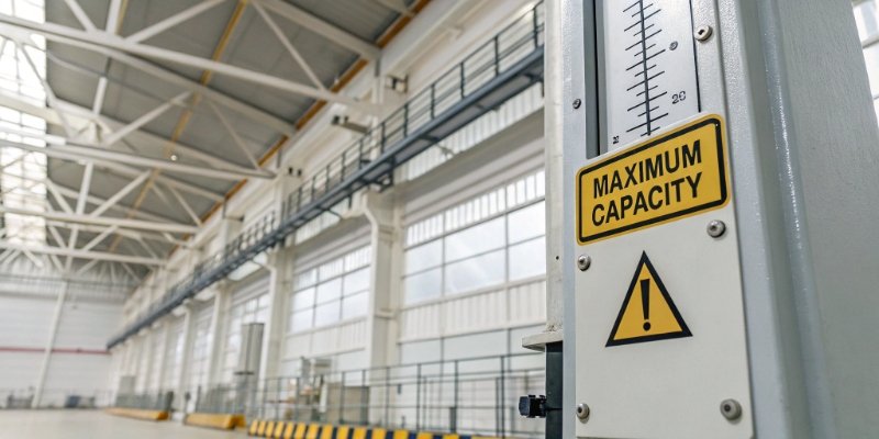 Scale Maximum Capacity Label A clear warning label showing the maximum capacity on an industrial scale